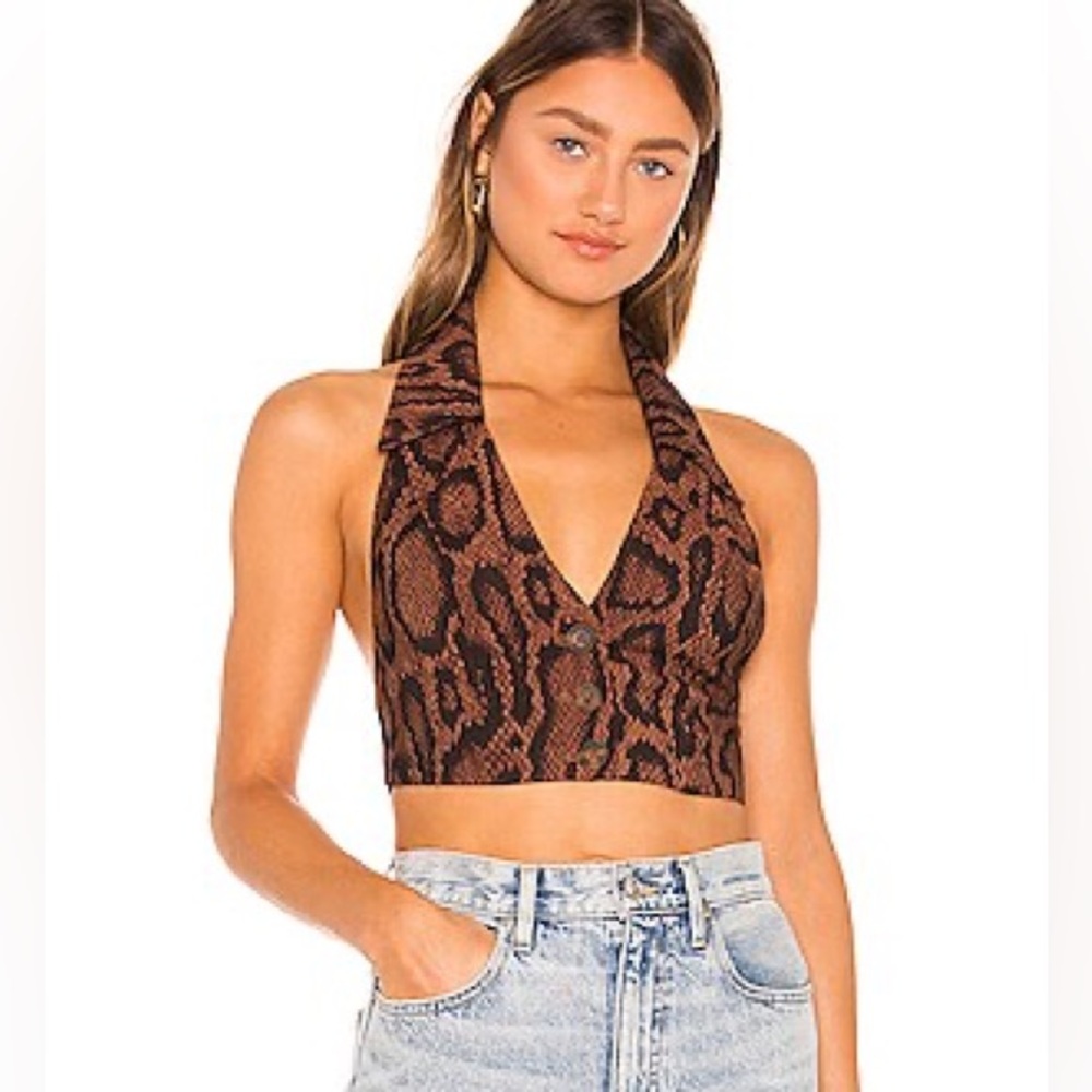 WeWoreWhat Danielle Bernstein Bella Collard Vest Snakeskin